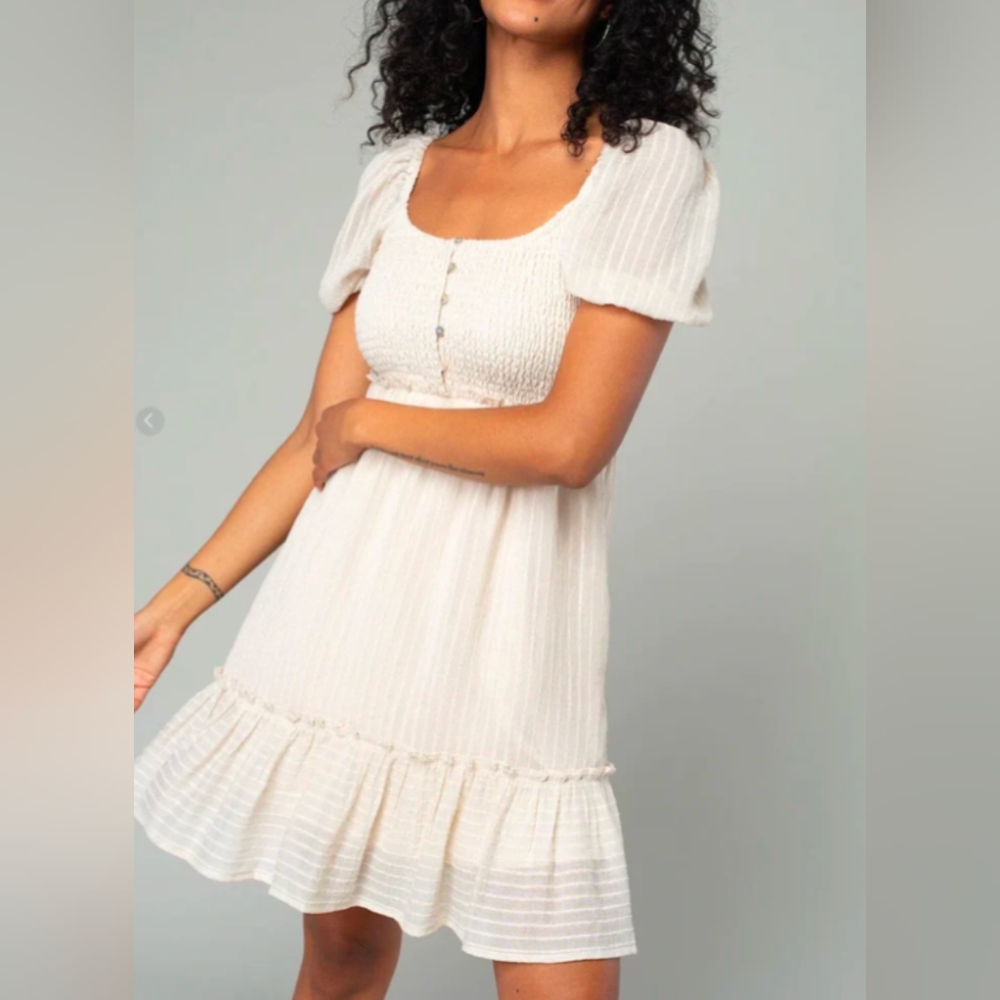 Smocked vanilla mini dress